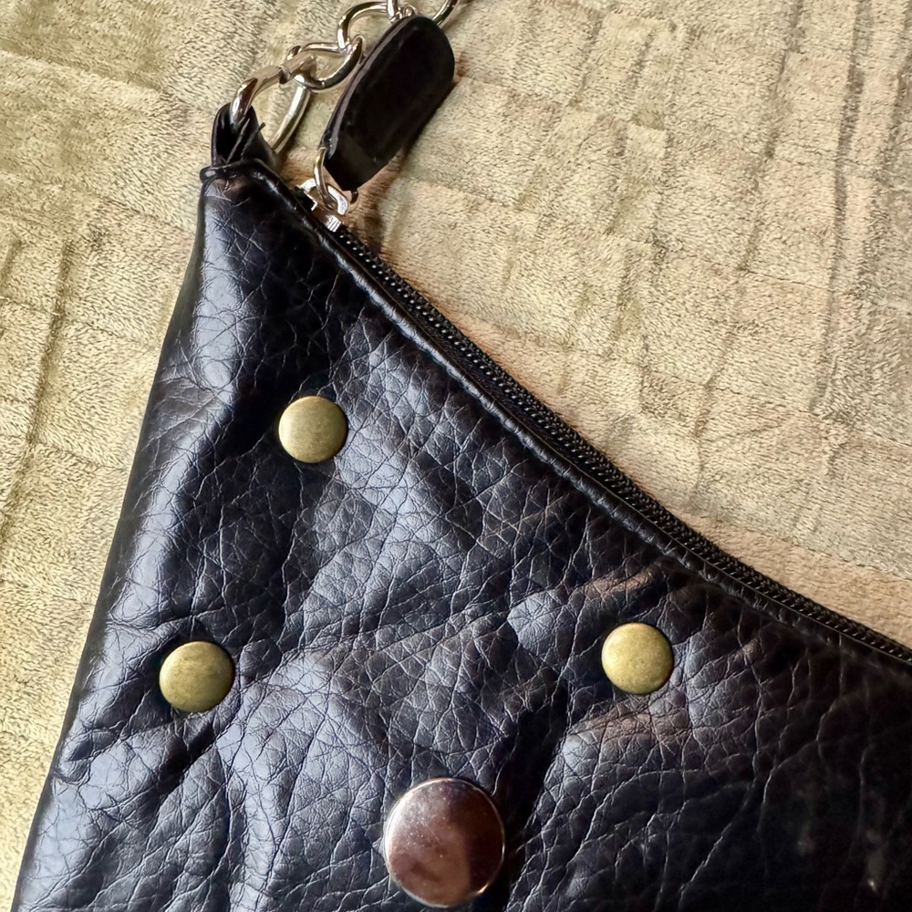 Gianinni Studded Black Faux Leather Shoulder Bag - Picture 9 of 9